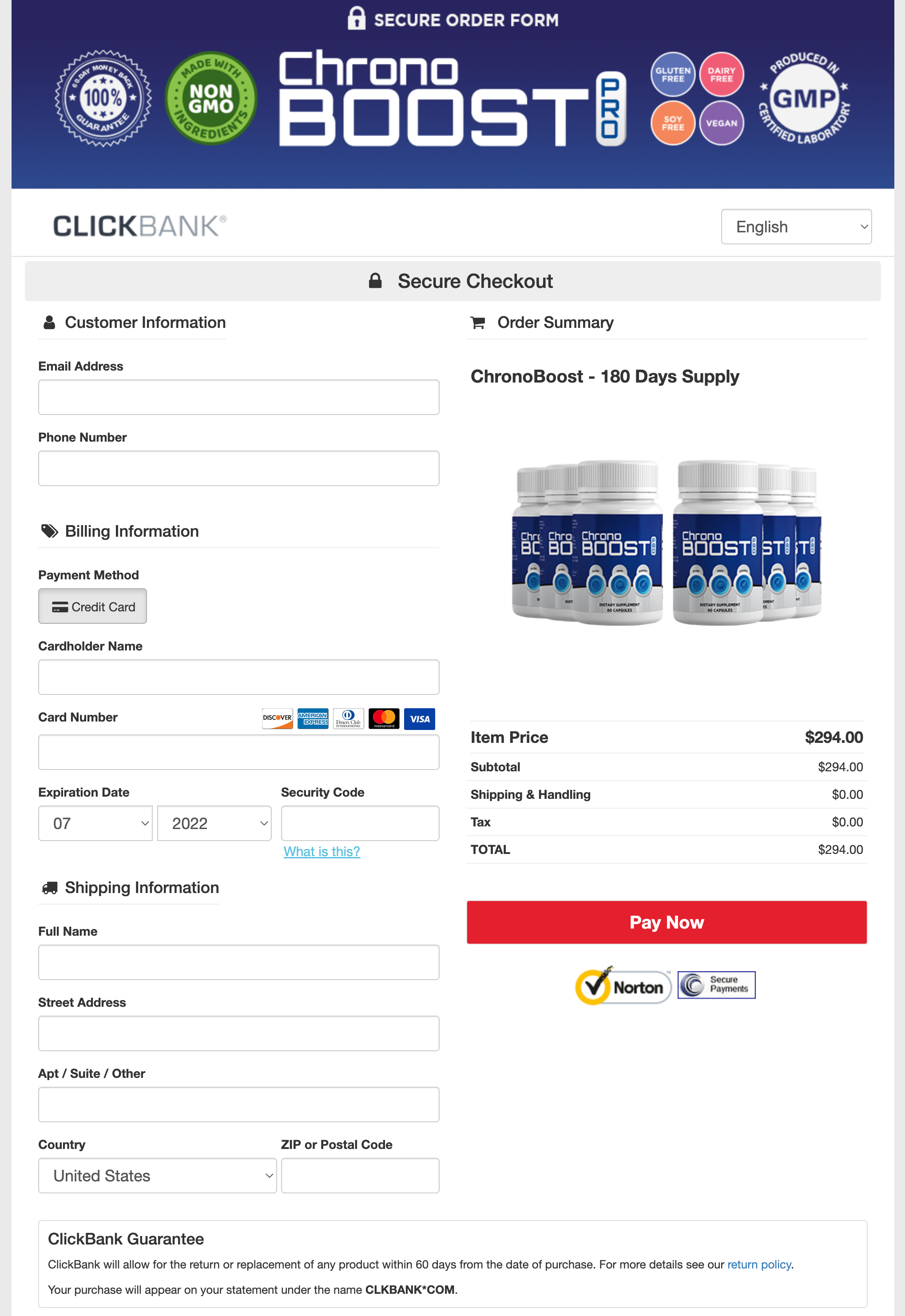 ChronoBoost Pro - Order Page